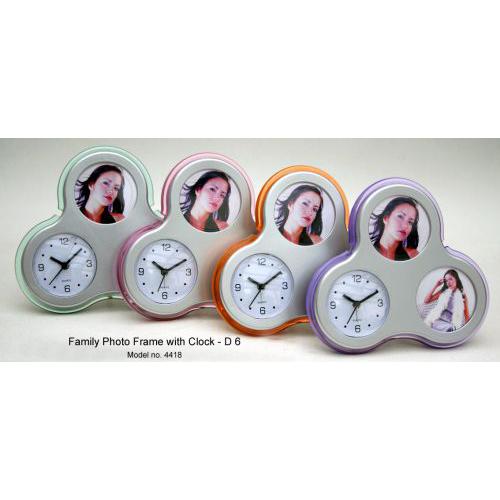 Family Photo Frame With Clock (Flower Shape)