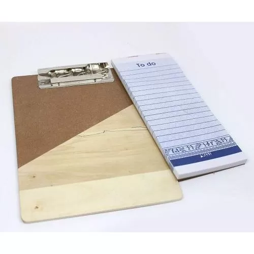 Wooden clip pad for your desk - memo pad with 50 sheets included - a5 size