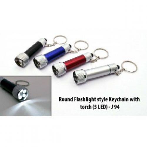 ROUND FLASHLIGHT STYLE KEYCHAIN WITH TORCH (5 LED) J94 