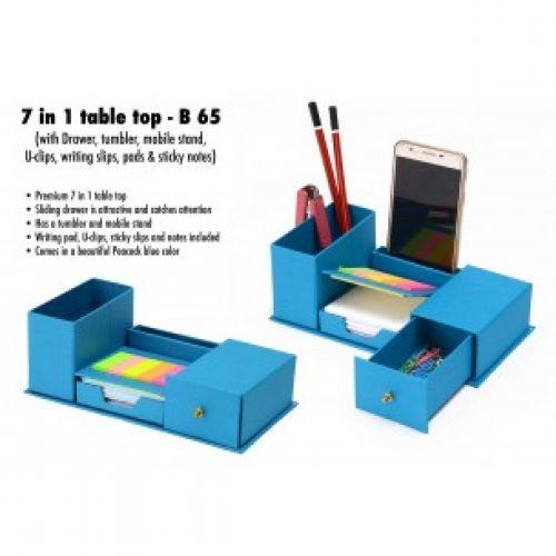 7 IN 1 TABLE TOP WITH DRAWER, TUMBLER, MOBILE STAND, U-CLIPS, WRITING SLIPS, PADS AND STICKY Note B6
