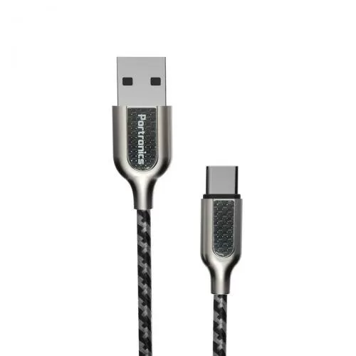 Portronics Carbon 2.1Amp Type-C 1.2 Meter Cable Micro USB Cable  (Black) POR 859