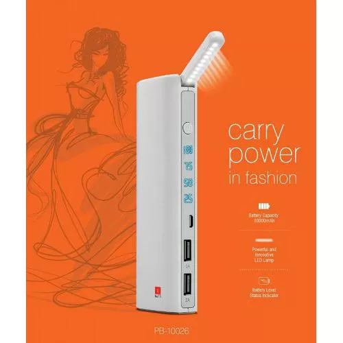 iBall 10000 mAH Power Bank with Battery level Status Indicator and Powerful & Innovative 10 LED Lamp