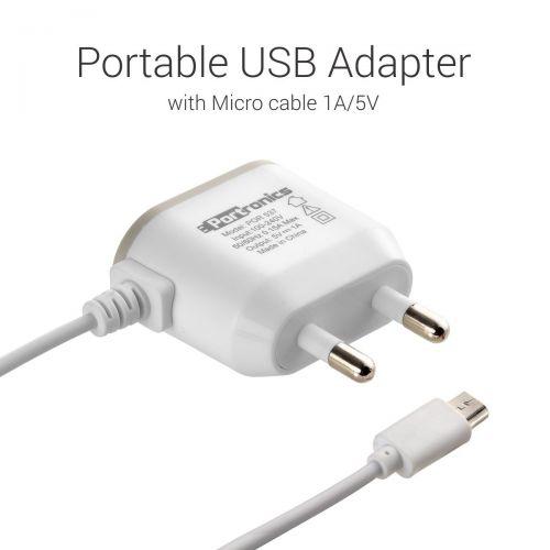 Portronics Adapter 1 A with micro USB Cable