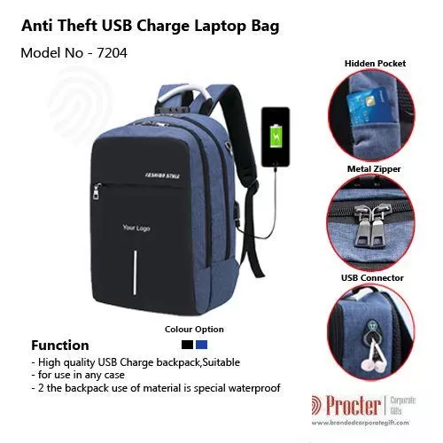 Anti Theft USB Charge Laptop Bag H-1519