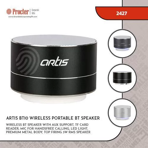 Artis BT10 Wireless Portable Bluetooth Speaker with Aux in / TF Card Reader / Mic. / Led Light 