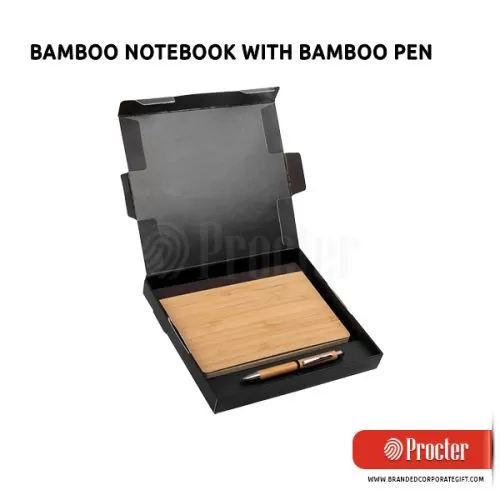 Bamboo Notebook With Bamboo Pen Gift Set Q59