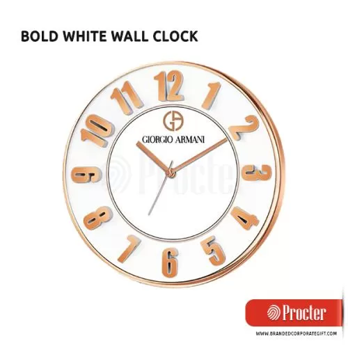 BOLD WHITE Wall Clock With 3D Numbers W10a
