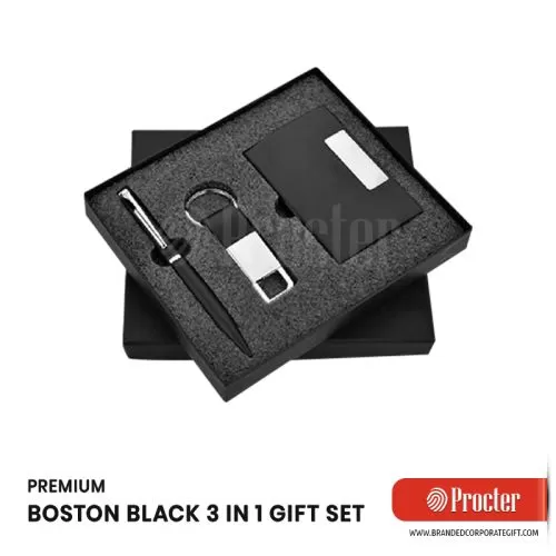 Boston 3 in 1 Card Holder, Pen And Keychain Set