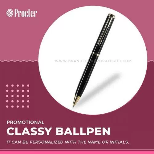 Classy Personalized Metallic Black Ballpen- 129