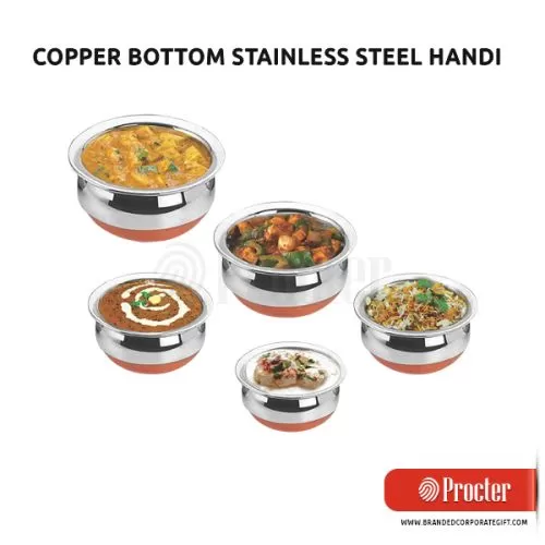 COPPER Bottom Stainless Steel Handi Set Of 5 H209