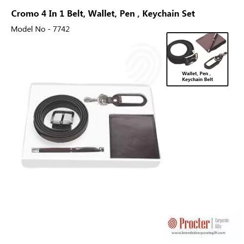 Cromo 4 in 1 Belt, Wallet, Pen , Keychain Set