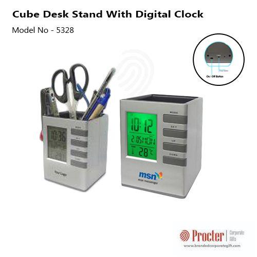 PROCTER - Cube Desk Stand with Digital Clock H-445