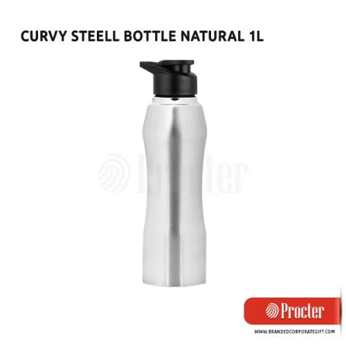 CURVY Steel Bottle Natural H230