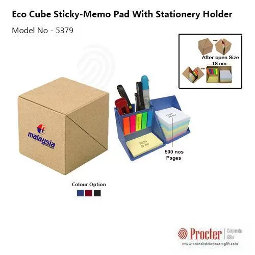 Eco Cube Sticky-Memo Pad with Stationery Holder H-802