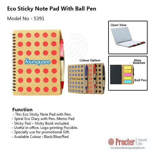Eco Sticky Note Pad with Ball Pen H-814