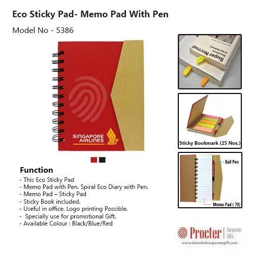 Eco Sticky Pad- Memo Pad with Pen H-809