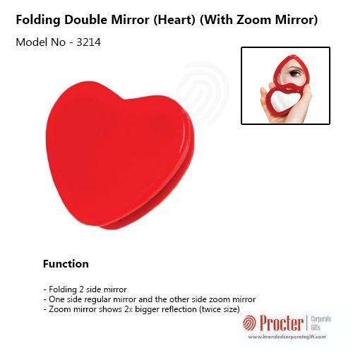 FOLDING DOUBLE MIRROR (HEART SHAPE WITH ZOOM MIRROR) N17