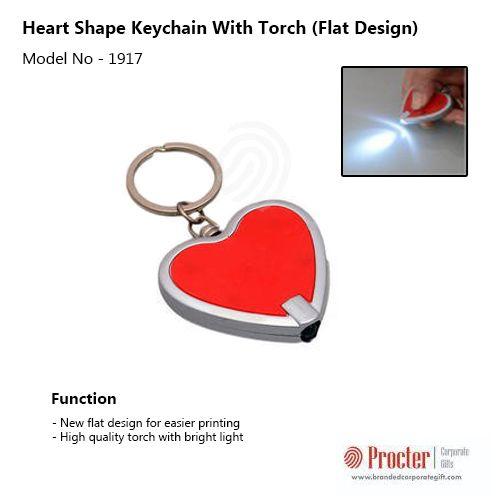 Heart shape keychain with torch (flat design) J78 