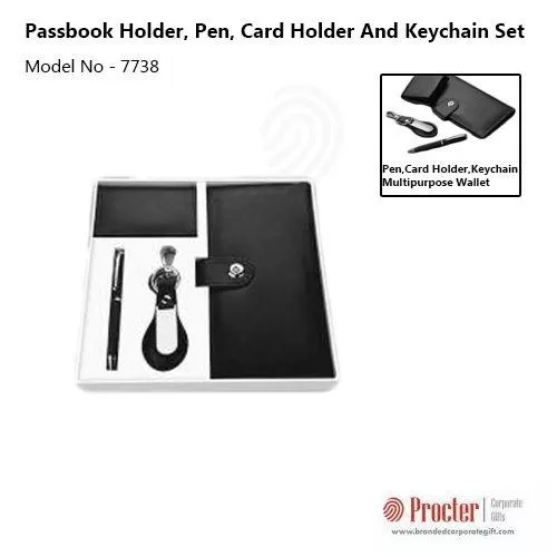 Lamonte Chq/Passbook Holder, Pen, Card Holder and Keychain Set