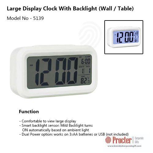 LARGE DISPLAY CLOCK WITH BACKLIGHT (WALL / TABLE) A99 