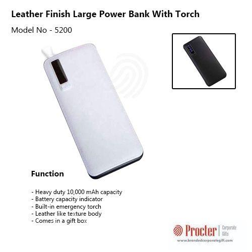 LEATHER FINISH LARGE POWER BANK WITH TORCH (WITH CAPACITY INDICATOR) (10,000 MAH) C73 