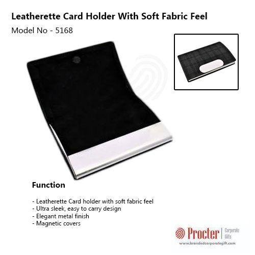 LEATHERETTE CARD HOLDER WITH SOFT FABRIC FEEL B63 