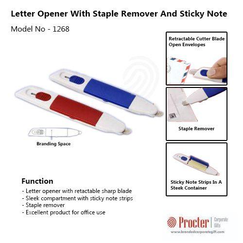 Letter opener with Staple remover and sticky note B39 
