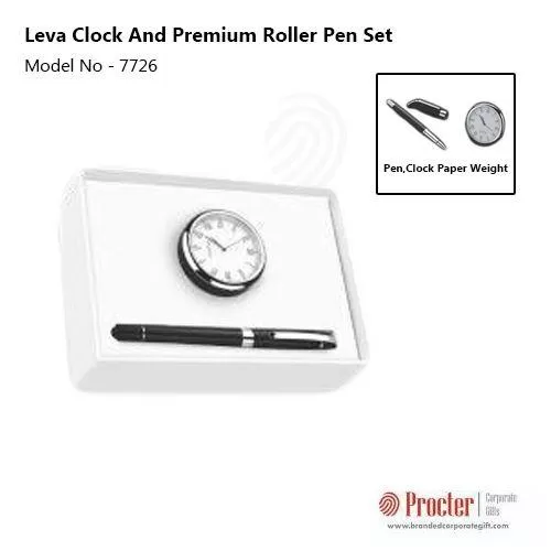 Leva Clock and Premium Roller Pen Set