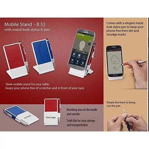 MOBILE STAND WITH METAL LOOK STYLUS & PEN B33 