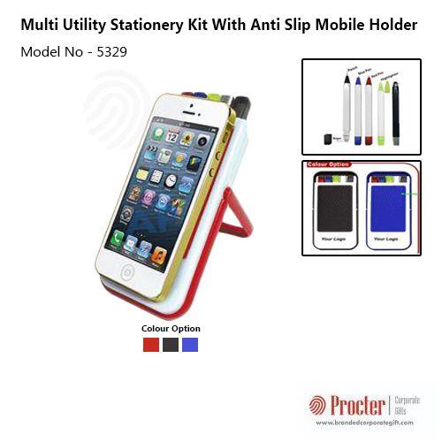 Multi Utility Stationery Kit with Anti Slip Mobile Holder H-446