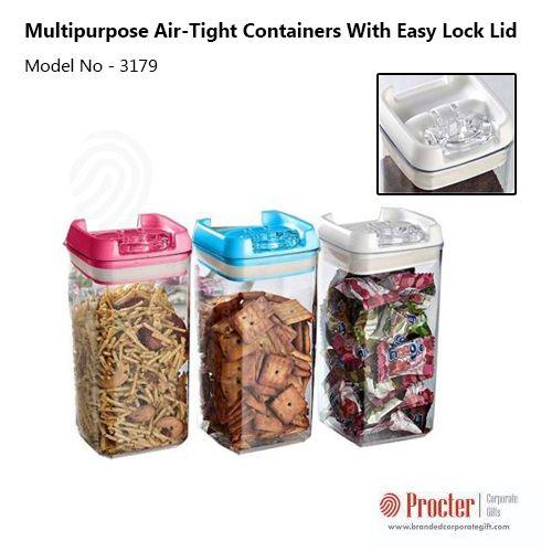 MULTIPURPOSE AIR-TIGHT CONTAINERS WITH EASY LOCK LID (SET OF 3) H107 