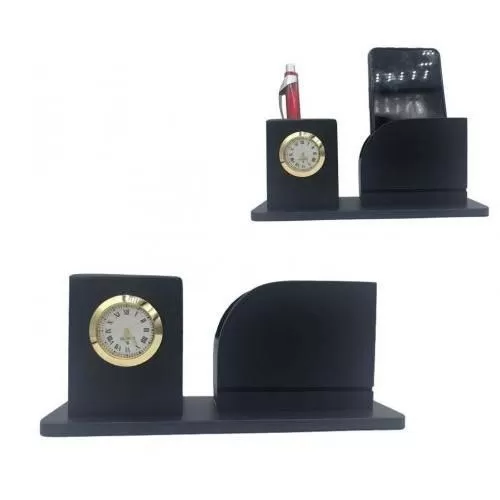 Pen Stand Holder + Mobile Holder With Clock PS-015