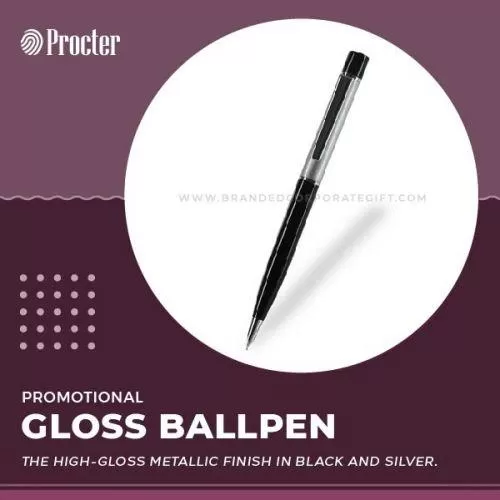 Personalized High-Gloss Metallic Black Ballpen- 104