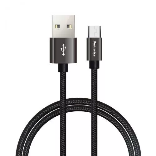 Portronics Konnect Pro Micro USB Cable 3.9 Feet (1.2 Meters) (Black) POR 791 