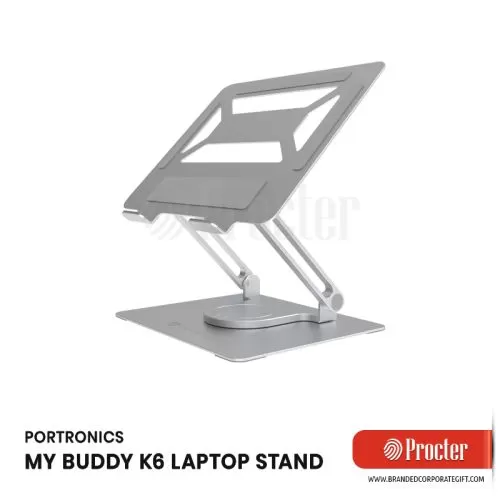 Portronics MY BUDDY K6 Portable Laptop Stand for Desk with 360° Rotating Base