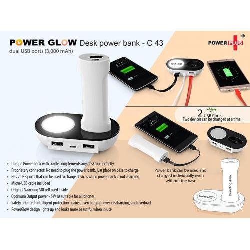 PROCTER - POWERGLOW DESK POWER BANK WITH DUAL USB PORTS (3,000 MAH) C43 