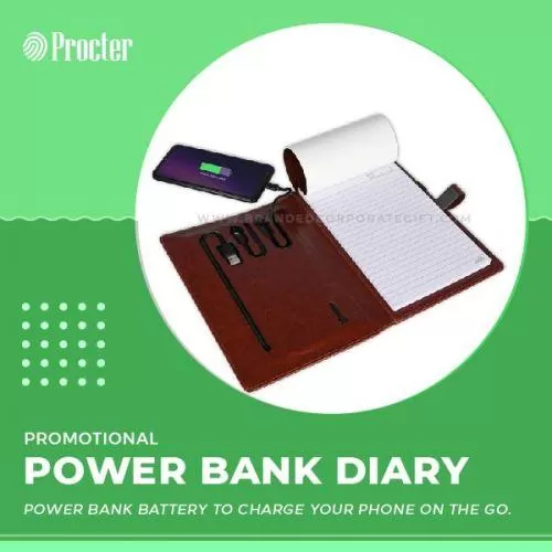 Premium Leather finished Dark Brown Power Bank Diary- DPNxxx5000