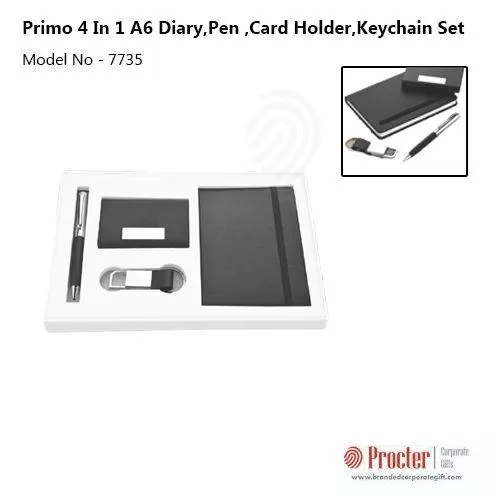 Primo 4 in 1 A6 Diary, Pen , Card Holder, Keychain Set