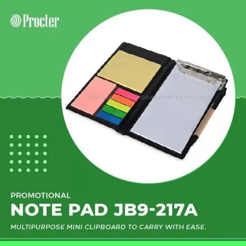 PU Black Timex Clipboard with Sticky Note Pad JB9- 217 A