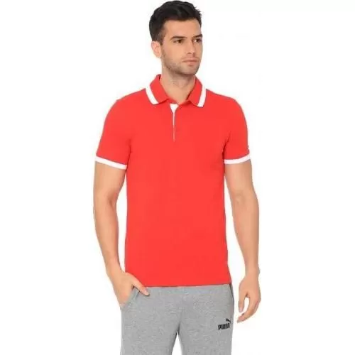 Puma ESS PIQUE TIPPING Polo T-Shirt Red/White