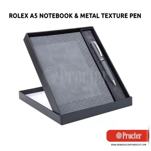 Rolex Notebook With Metal Texture Pen Gift Set In Premium Box Q45
