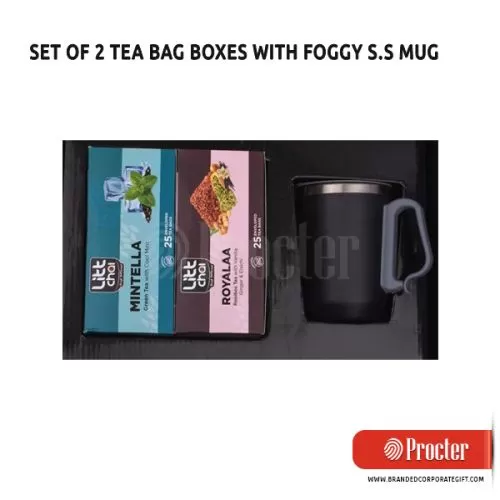 Set Of 2 Tea Bag Boxes With Foggy+ SS Mug Q89