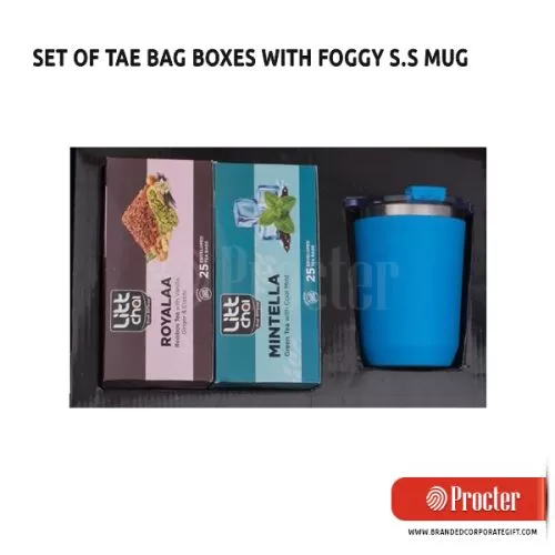 Set Of 2 Tea Bag Boxes With Foggy SS Mug Q88