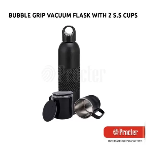 Set of Bubble Grip Vacuum Flask With 2 Stainless Steel cups in Gift Box Q47