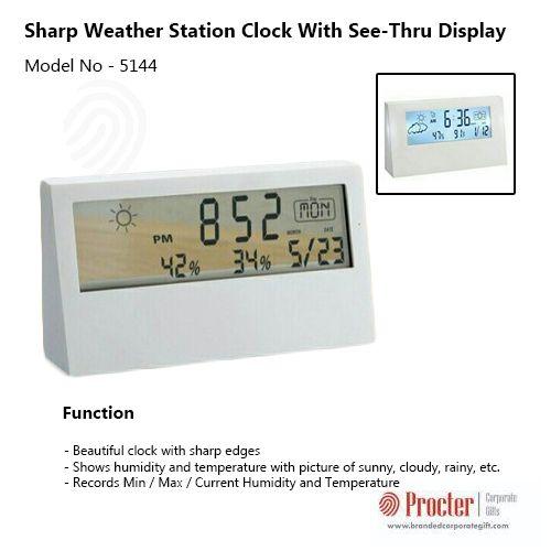 SHARP WEATHER STATION CLOCK WITH SEE-THRU DISPLAY A105