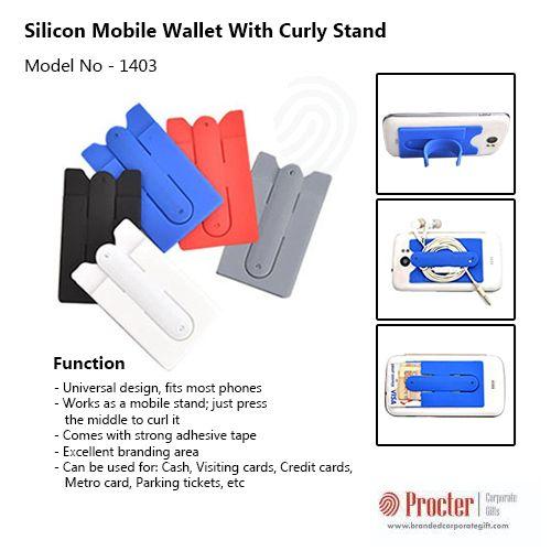 Silicon mobile wallet with curly stand E119