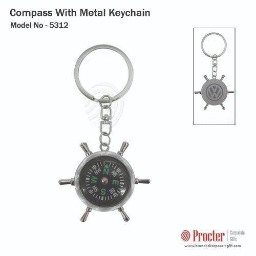 Silver Metal Compass with Keychain H-525