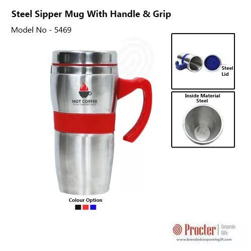 Steel Sipper Mug With Handle & Grip H-705