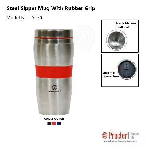 PROCTER - Steel Sipper Mug with Rubber Grip H-706