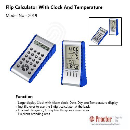  Flip calculator with clock and temperature T14